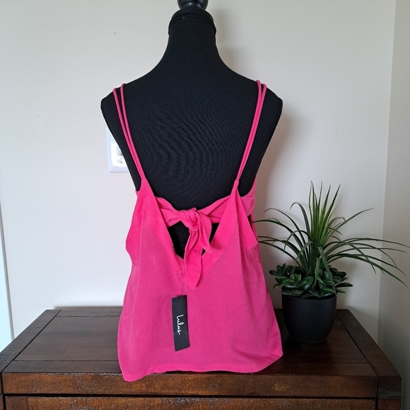 Lulu's Fuschia Pink Tank Top Tie Back Size Small Cami Top NWT - Picture 4 of 11
